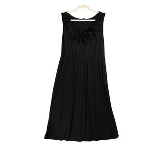 Nic and Dom Dress Womens 2X Black Sleeveless Rosette V Neck Casual Embellished